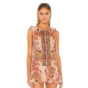 NWT Free People Summer in Tulum Mini Dress in Pink Size L